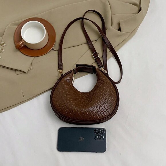 Coffee Brown Vintage Women's European And American Style Design Pu Crossbody Bag - Picture 7 of 8